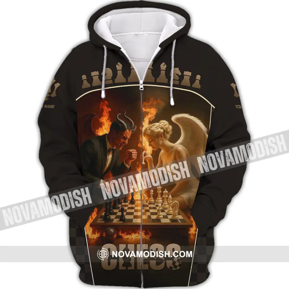 Unisex Shirt - Custom Angels & Demons Chess Shirt For Couple Zipper Hoodie / S T-shirt