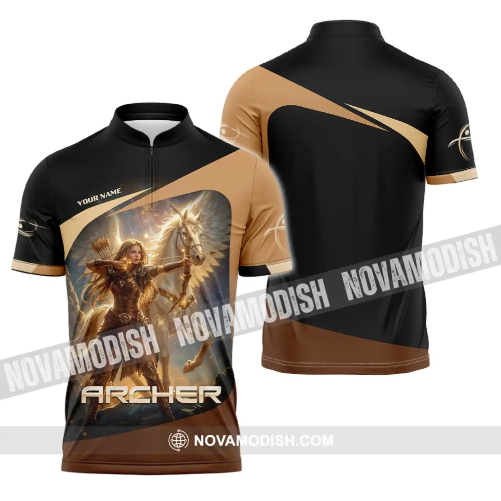 Unisex Shirt - Custom Archer 3D Shirt Zipper Polo Shirt / S T-shirt