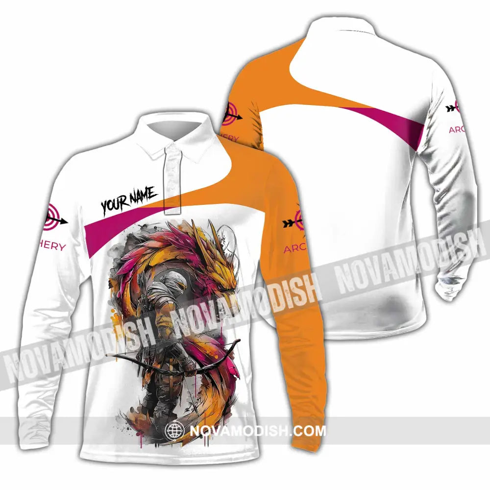 Unisex Shirt - Custom Archery 3D Shirt Long Sleeve Polo / S T-shirt