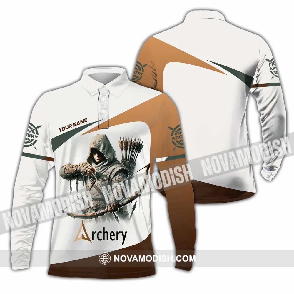 Unisex Shirt - Custom Archery 3D Shirt Long Sleeve Polo / S T-shirt