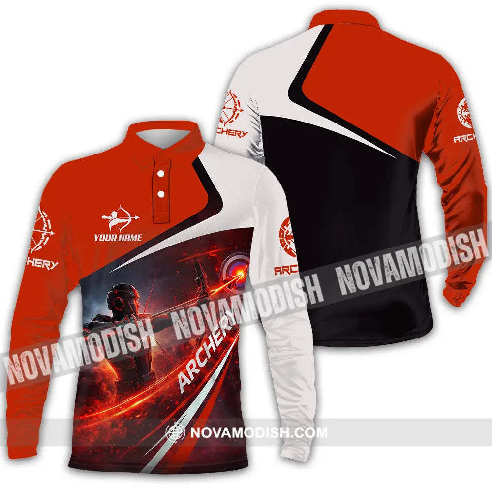 Unisex Shirt - Custom Archery 3D Shirt Long Sleeve Polo / S T-shirt