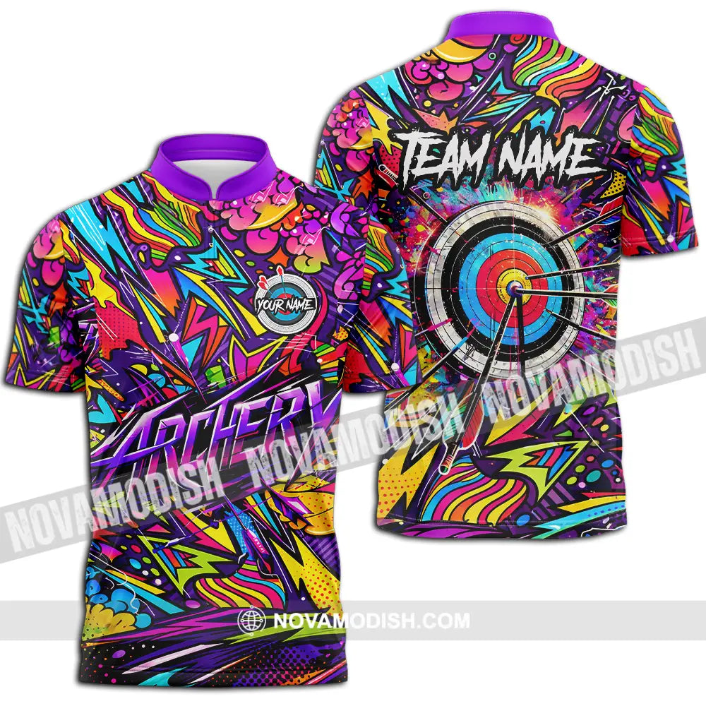 Unisex Shirt - Custom Archery 3D Shirt Zipper Polo Shirt / S T-shirt