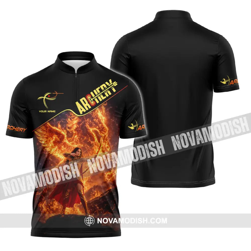 Unisex Shirt - Custom Archery 3D Shirt Zipper Polo Shirt / S T-shirt