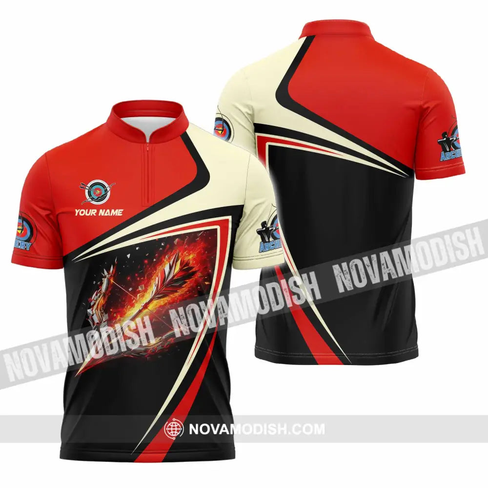 Unisex Shirt - Custom Archery 3D Shirt Zipper Polo Shirt / S T-shirt