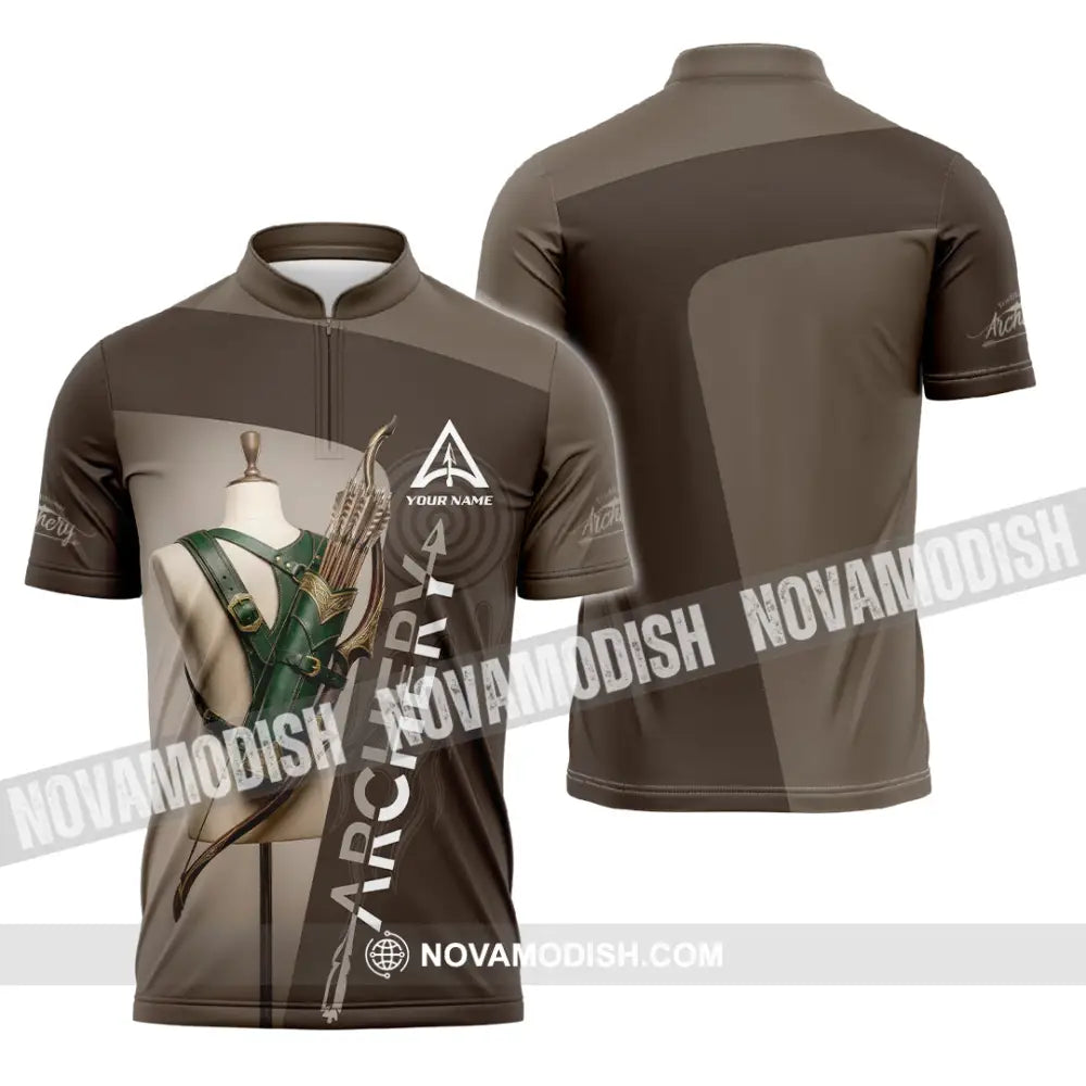 Unisex Shirt - Custom Archery 3D Shirt Zipper Polo Shirt / S T-shirt