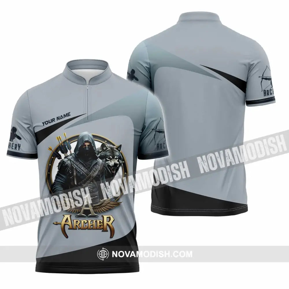 Unisex Shirt - Custom Archery 3D Shirt Zipper Polo Shirt / S T-shirt