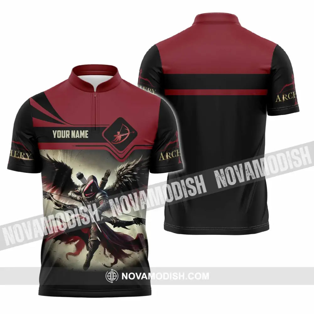 Unisex Shirt - Custom Archery 3D Shirt Zipper Polo Shirt / S T-shirt