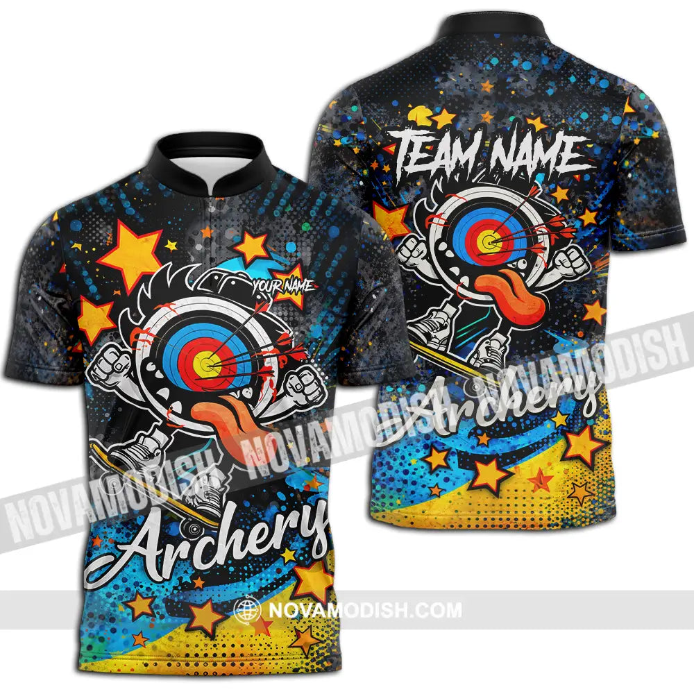 Unisex Shirt - Custom Archery 3D Shirt Zipper Polo Shirt / S T-shirt