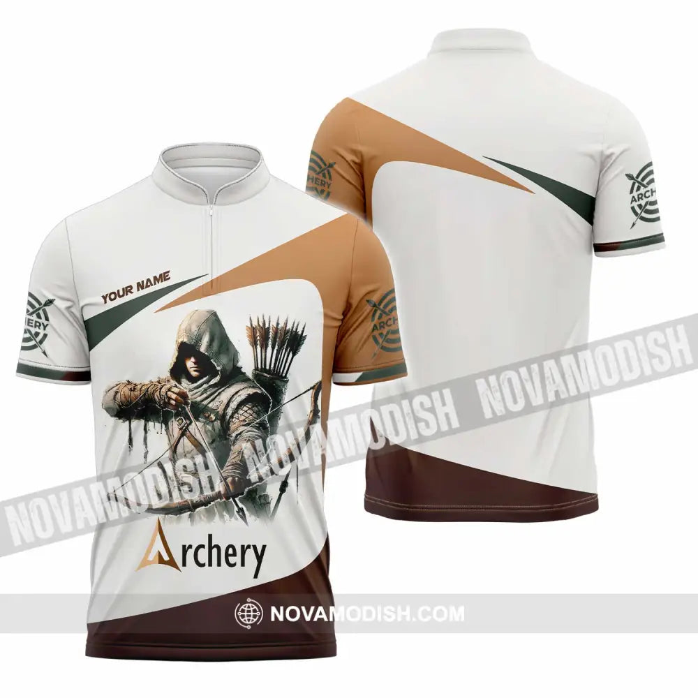 Unisex Shirt - Custom Archery 3D Shirt Zipper Polo Shirt / S T-shirt