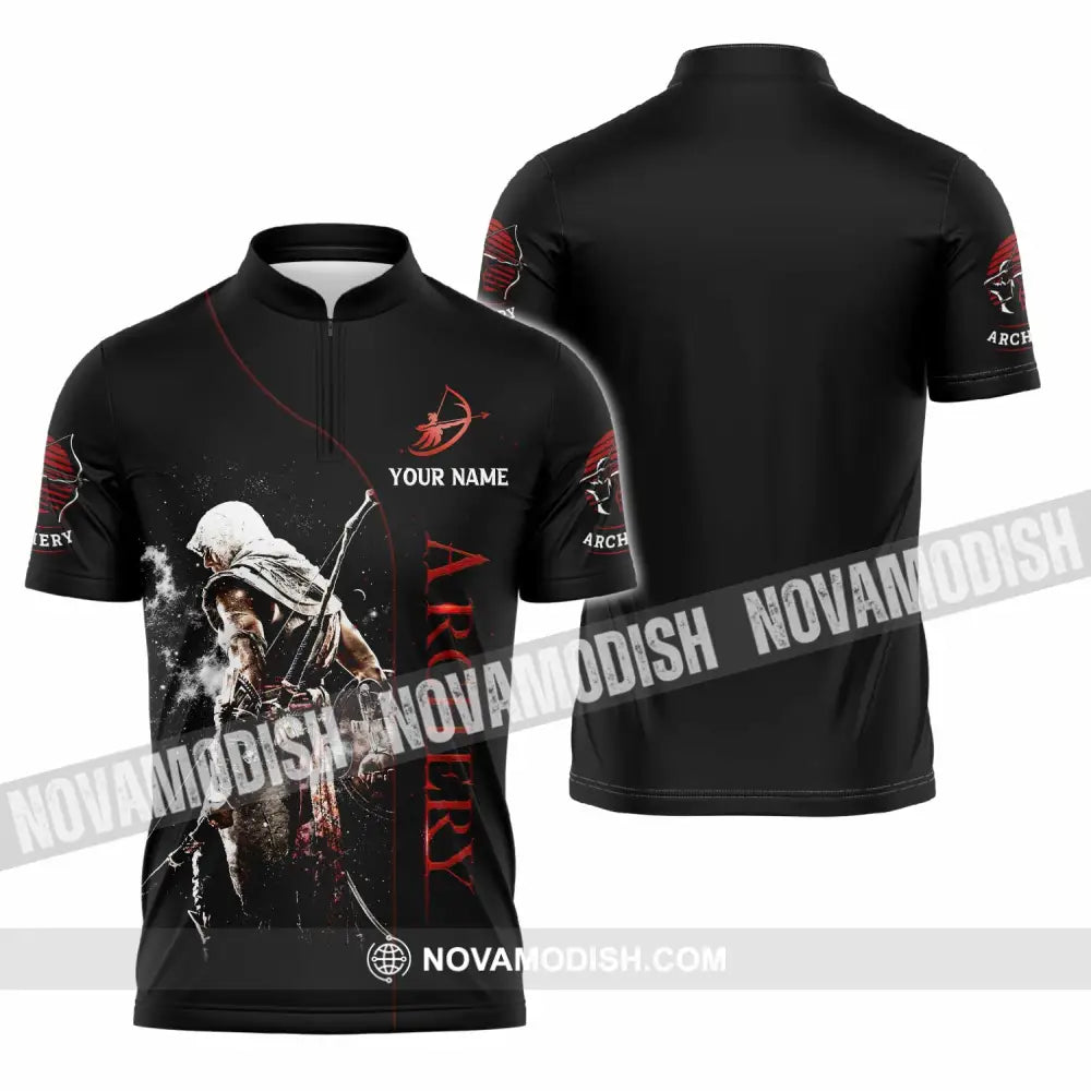 Unisex Shirt - Custom Archery 3D Shirt Zipper Polo Shirt / S T-shirt