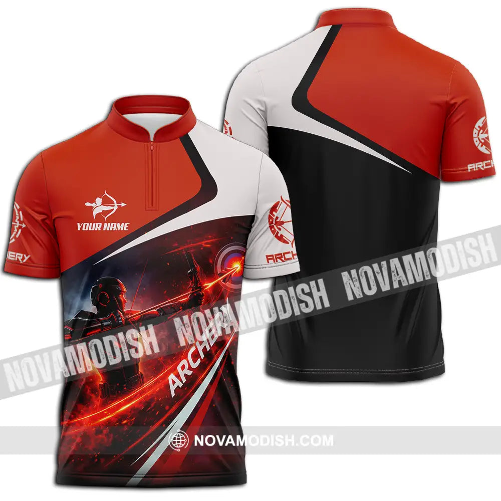 Unisex Shirt - Custom Archery 3D Shirt Zipper Polo Shirt / S T-shirt
