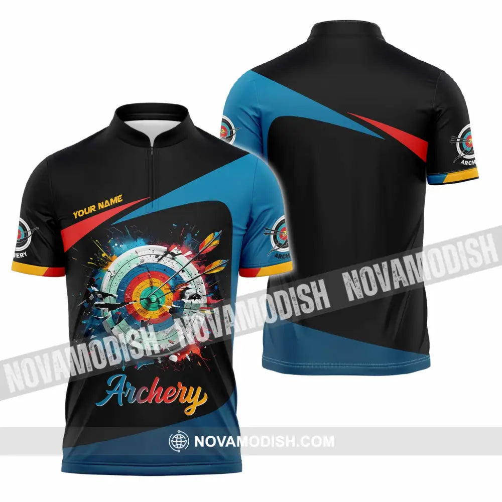 Unisex Shirt - Custom Archery 3D Shirt Zipper Polo Shirt / S T-shirt