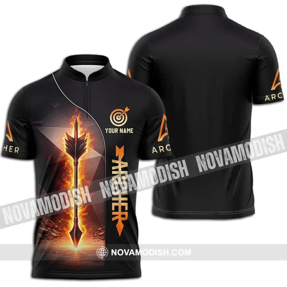 Unisex Shirt - Custom Archery 3D Shirt Zipper Polo Shirt / S T-shirt