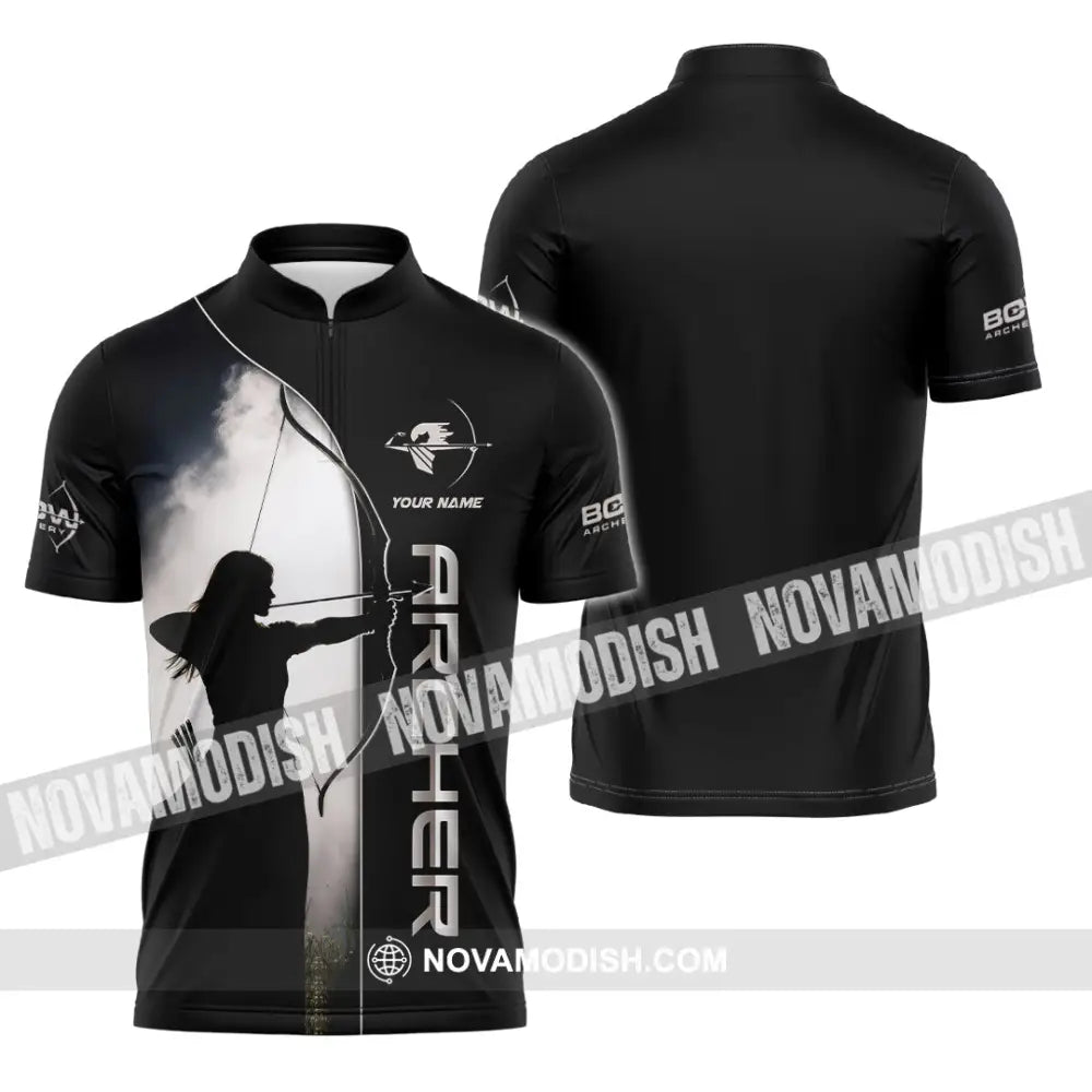 Unisex Shirt - Custom Archery 3D Shirt Zipper Polo Shirt / S T-shirt