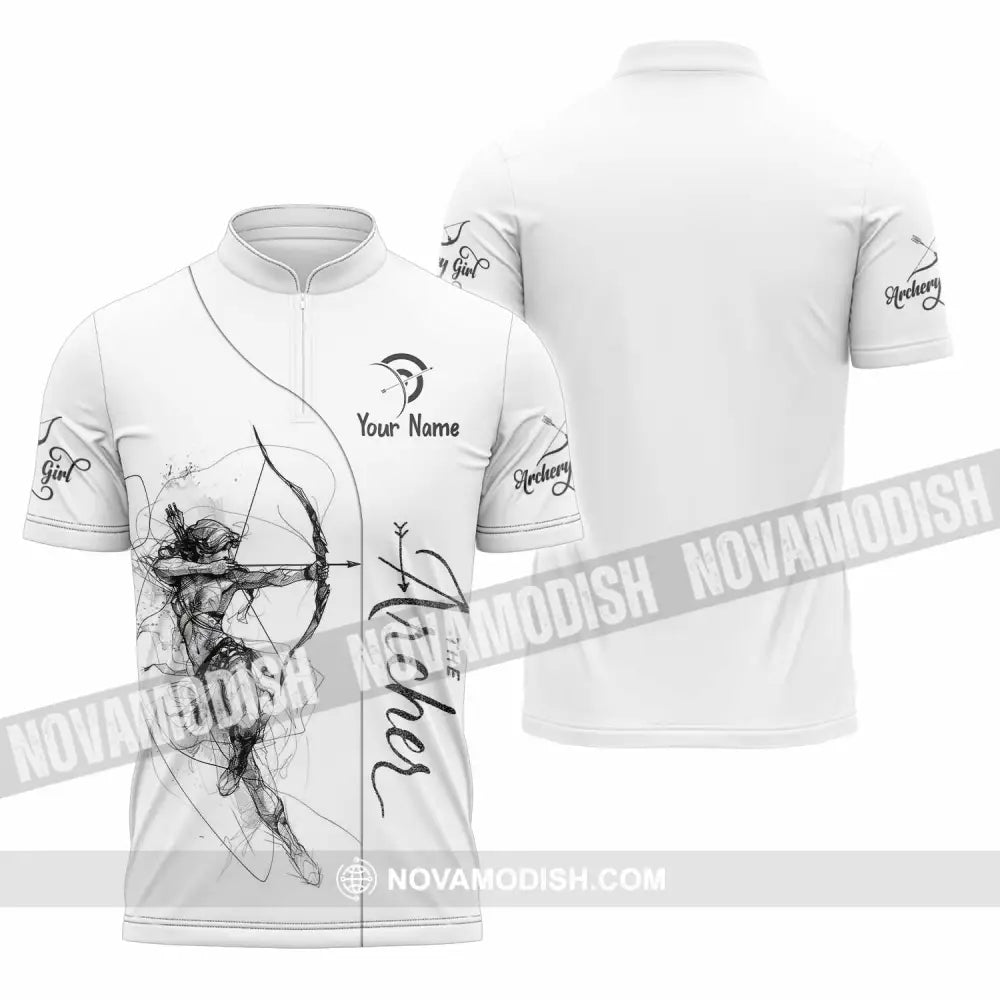 Unisex Shirt - Custom Archery 3D Shirt Zipper Polo Shirt / S T-shirt