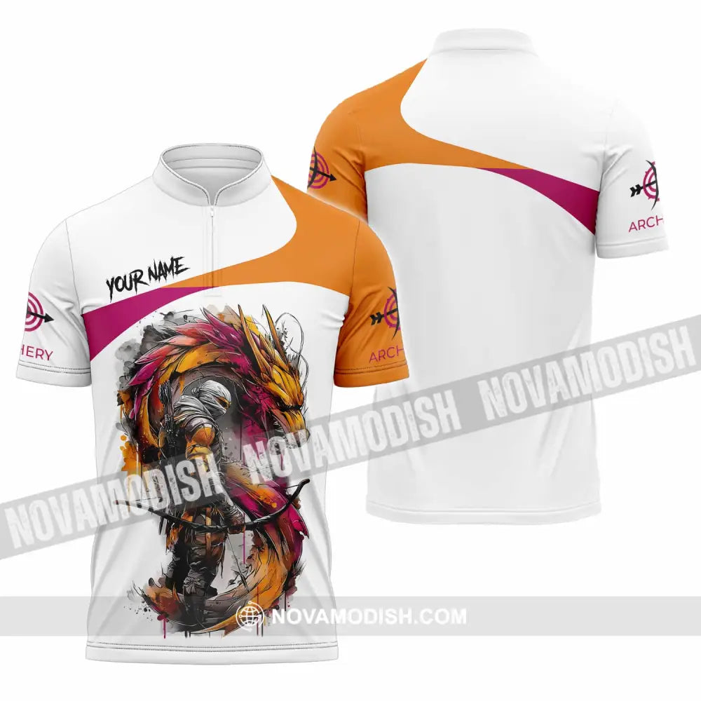 Unisex Shirt - Custom Archery 3D Shirt Zipper Polo Shirt / S T-shirt