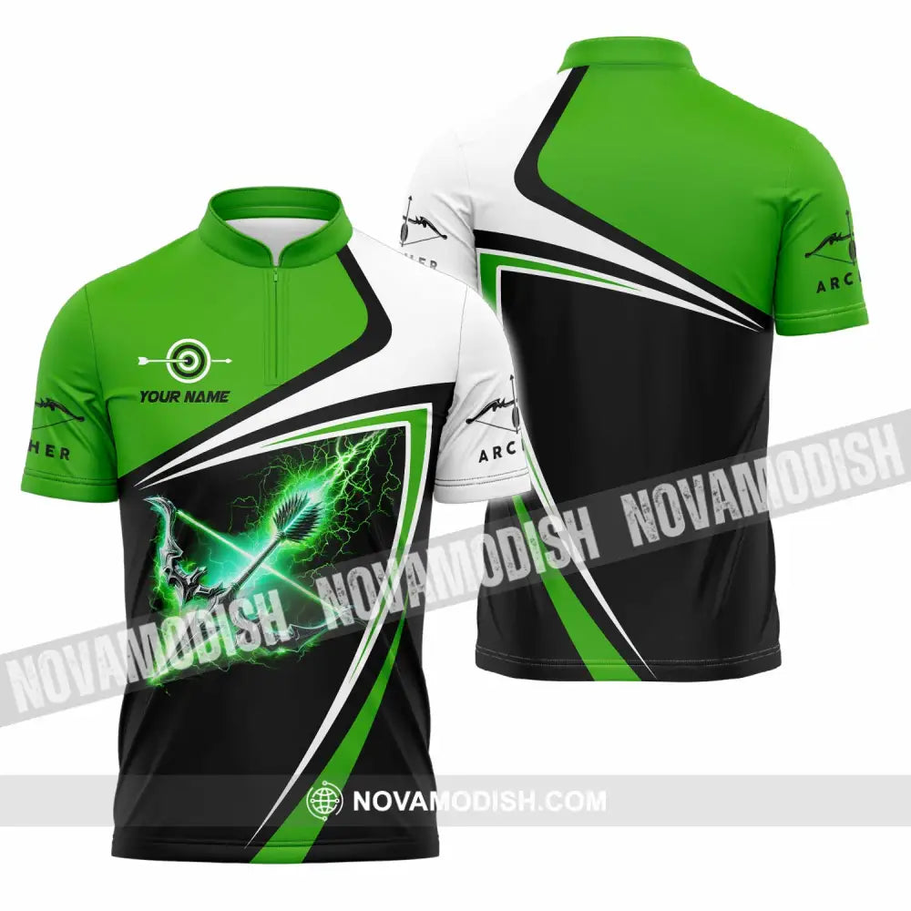 Unisex Shirt - Custom Archery 3D Shirt Zipper Polo Shirt / S T-shirt