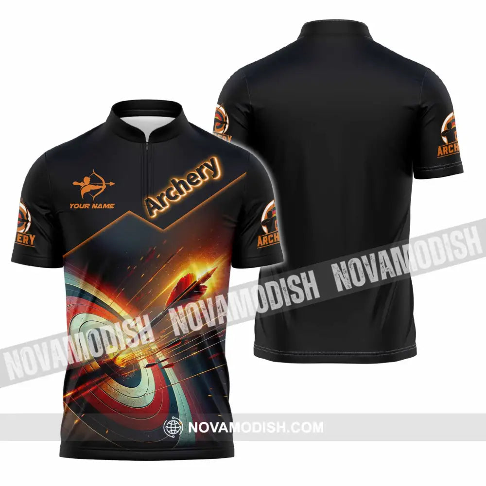 Unisex Shirt - Custom Archery Lover Sport Shirt Zipper Polo Shirt / S T-shirt