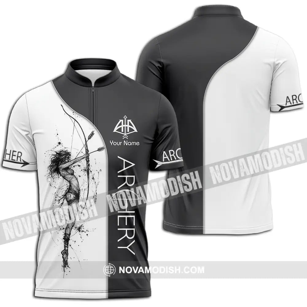Unisex Shirt - Custom Archery Sport Lover Shirt Zipper Polo Shirt / S T-shirt