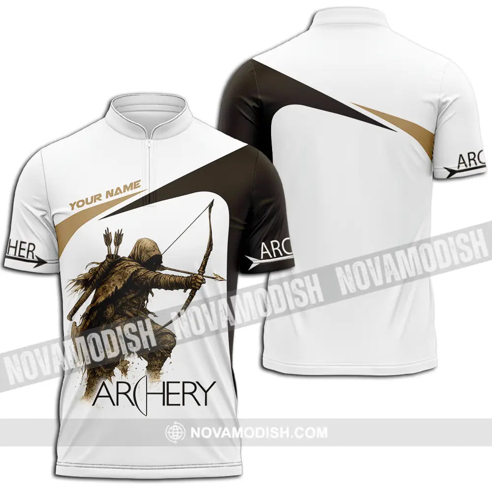 Unisex Shirt - Custom Archery Sport Lover Shirt Zipper Polo Shirt / S T-shirt