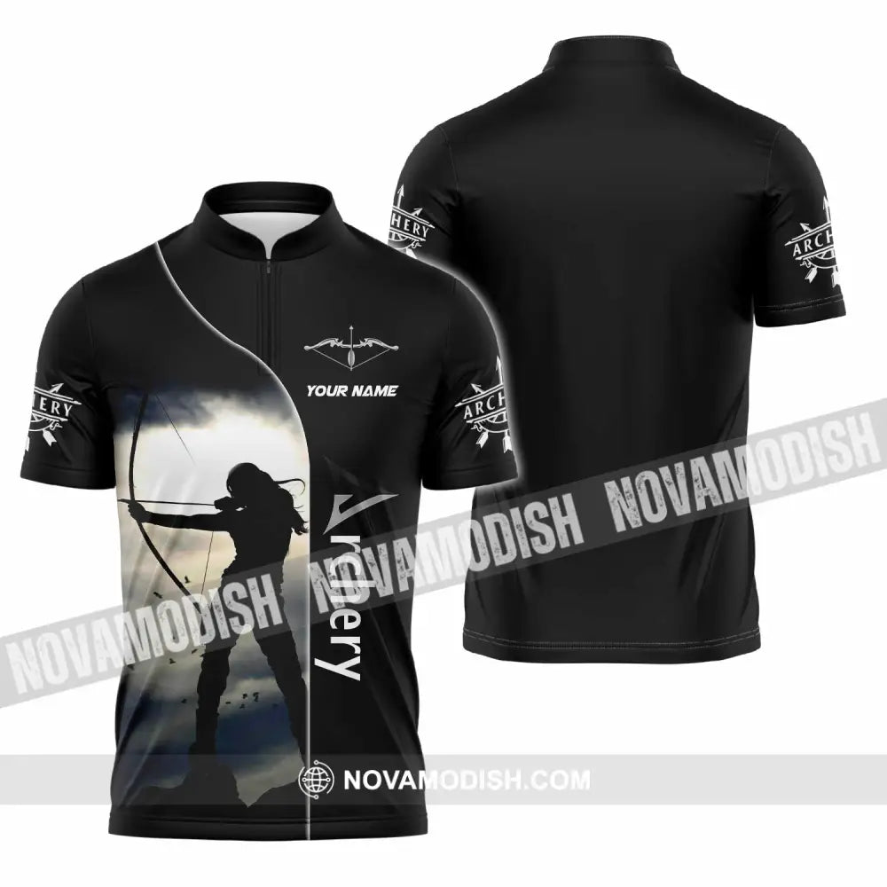 Unisex Shirt - Custom Archery Sport Lover Shirt Zipper Polo Shirt / S T-shirt