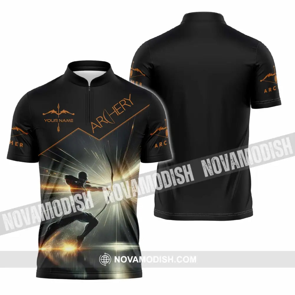 Unisex Shirt - Custom Archery Sport Shirt Zipper Polo Shirt / S T-shirt