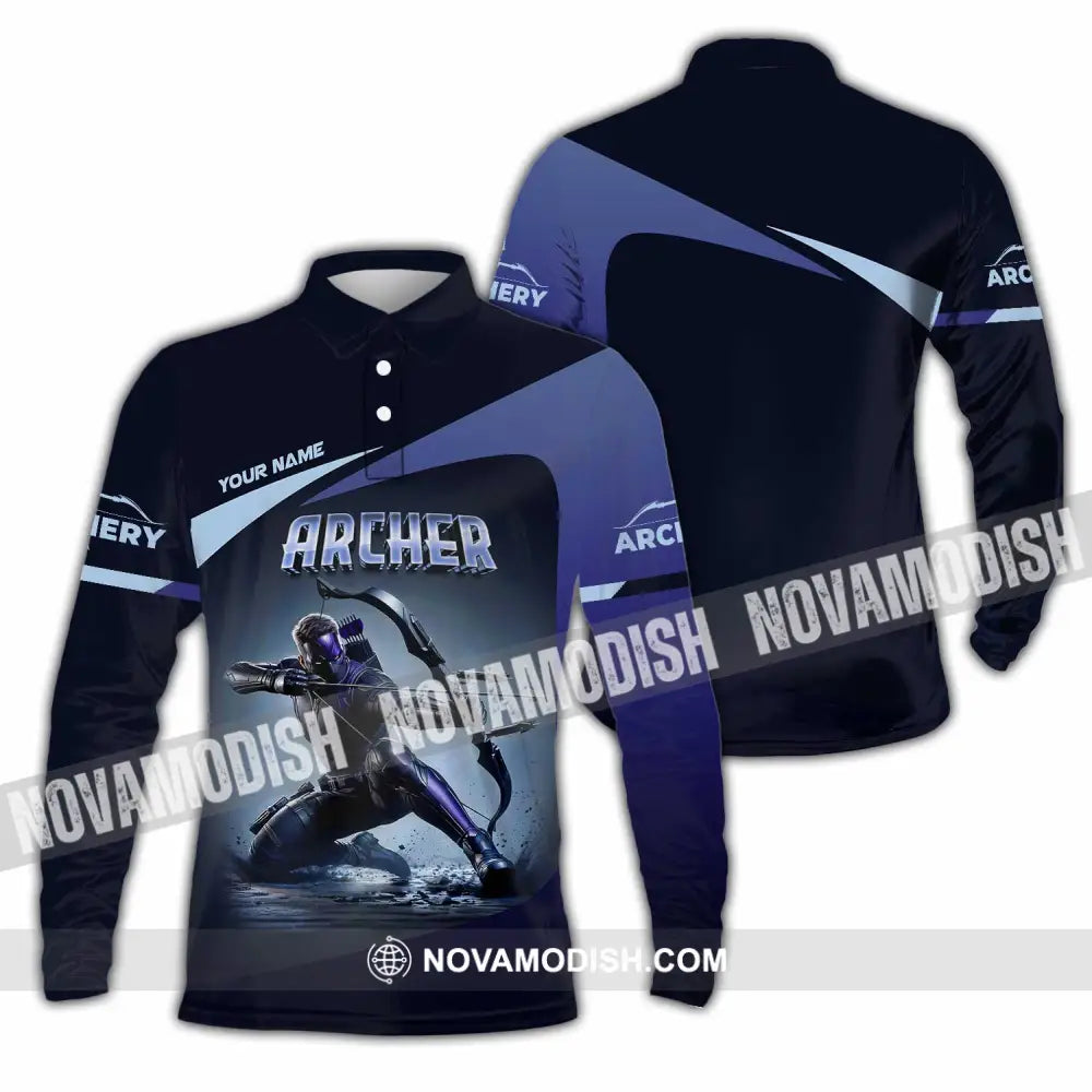 Unisex Shirt - Custom Archery Warrior Sport Shirt Long Sleeve Polo / S T-shirt