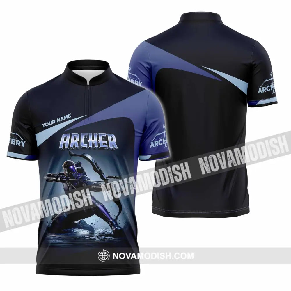Unisex Shirt - Custom Archery Warrior Sport Shirt Zipper Polo Shirt / S T-shirt