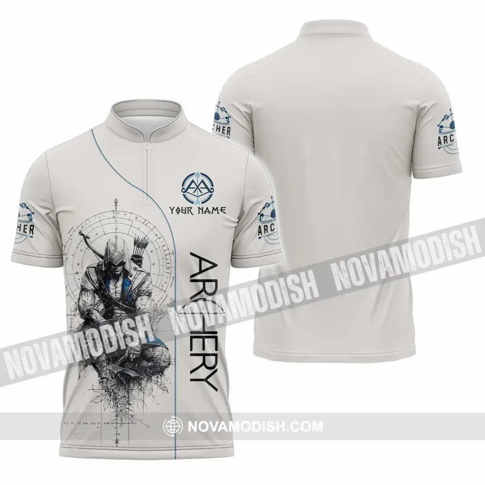 Unisex Shirt - Custom Archery Shirt Zipper Polo Shirt / S T-shirt