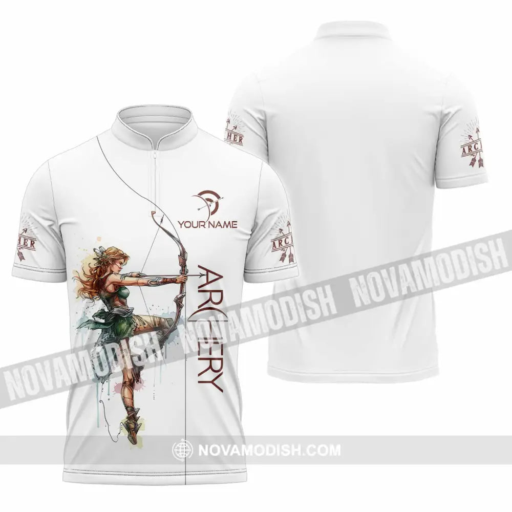 Unisex Shirt - Custom Archery Shirt Zipper Polo Shirt / S T-shirt