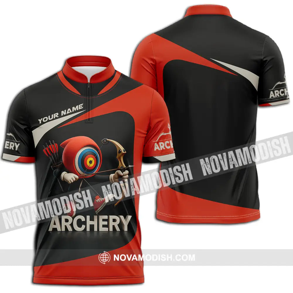 Unisex Shirt - Custom Archery Shirt Zipper Polo Shirt / S T-shirt
