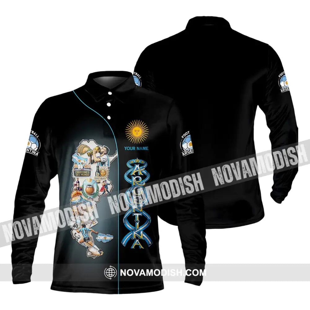 Unisex Shirt - Custom Argentina 3D Shirt Long Sleeve Polo / S T-shirt