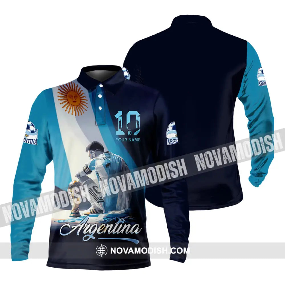Unisex Shirt - Custom Argentina 3D Shirt Long Sleeve Polo / S T-shirt