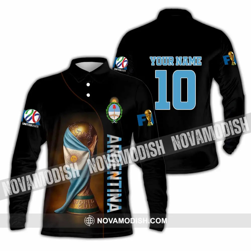 Unisex Shirt - Custom Argentina 3D Shirt Long Sleeve Polo / S T-shirt