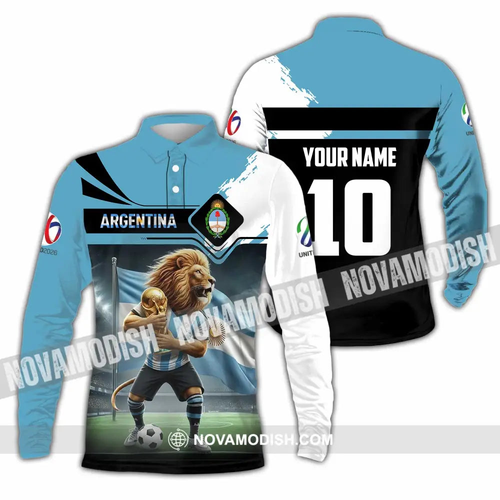 Unisex Shirt - Custom Argentina 3D Shirt Long Sleeve Polo / S T-shirt
