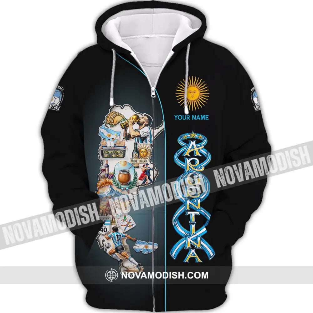 Unisex Shirt - Custom Argentina 3D Shirt Zipper Hoodie / S T-shirt