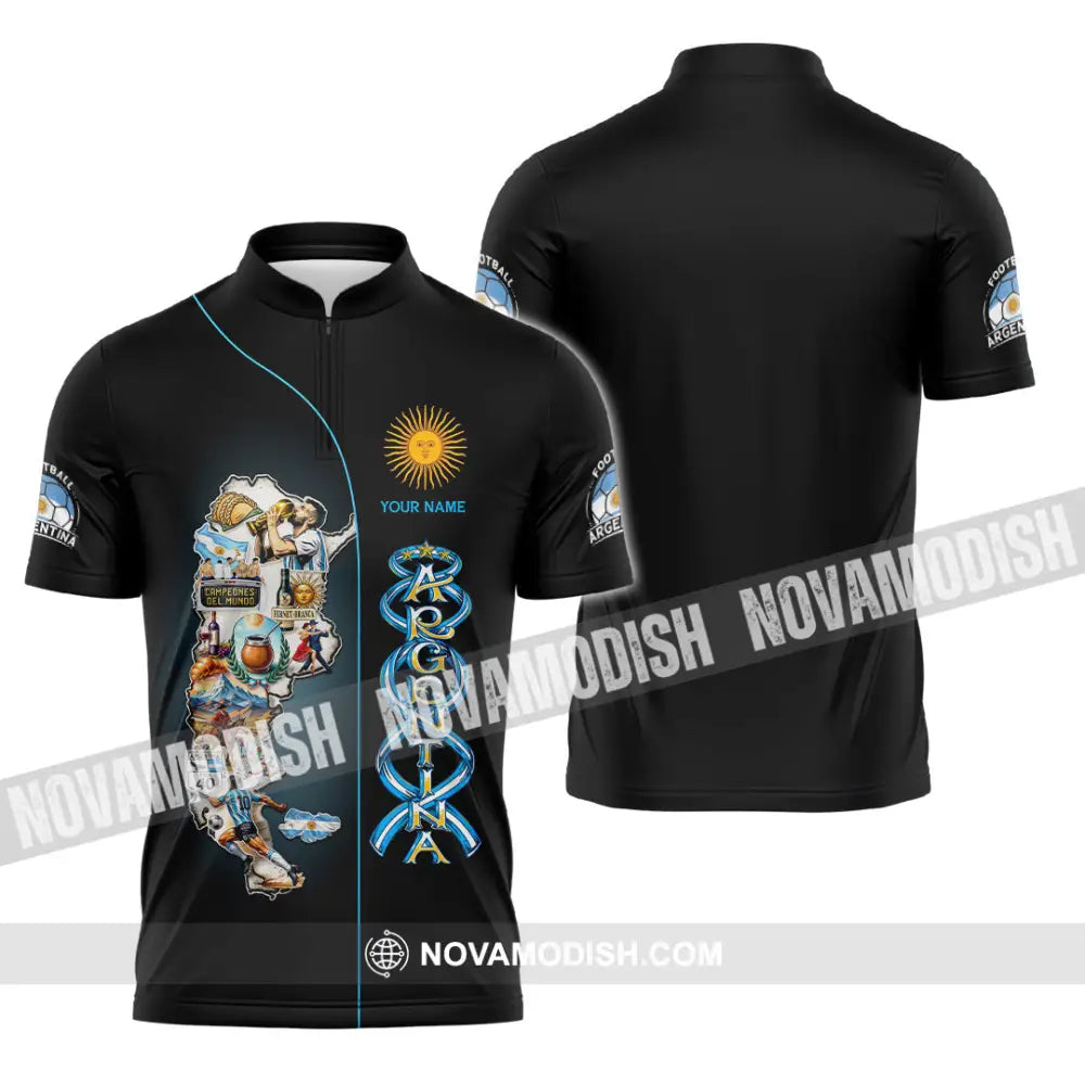 Unisex Shirt - Custom Argentina 3D Shirt Zipper Polo Shirt / S T-shirt