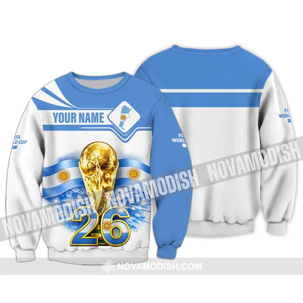 Unisex Shirt - Custom Argentina Fifa World Cup 2026 3D Shirt Long Sleeve / S T-shirt