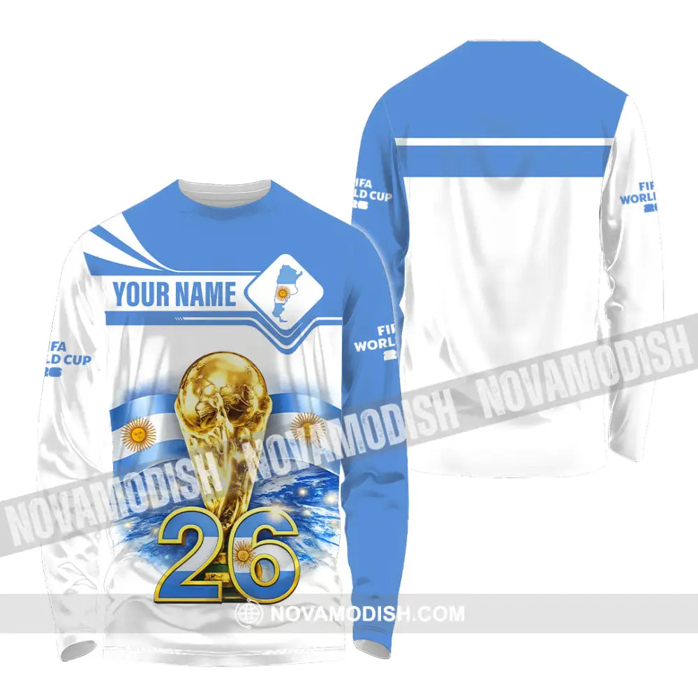 Unisex Shirt - Custom Argentina Fifa World Cup 2026 3D Shirt Long Sleeve Shirt / S T-shirt