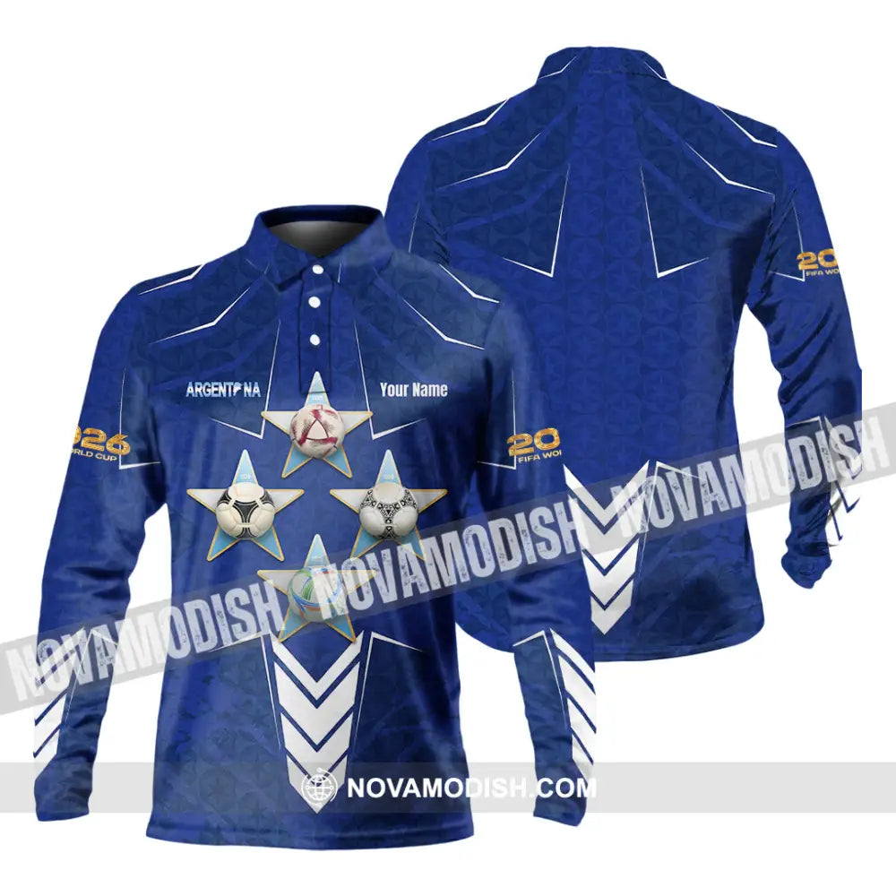 Unisex Shirt - Custom Argentina World Cup 2026 3D Shirt Long Sleeve Polo / S T-shirt