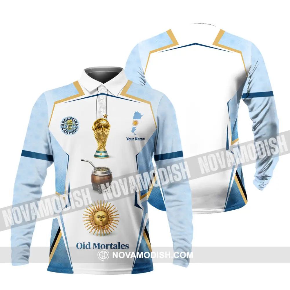 Unisex Shirt - Custom Argentina World Cup 2026 3D Shirt - Long Sleeve Polo / S - T-shirt