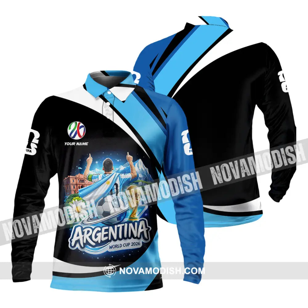 Unisex Shirt - Custom Argentina World Cup 2026 2026 3D Shirt - Long Sleeve Polo / S - T-shirt