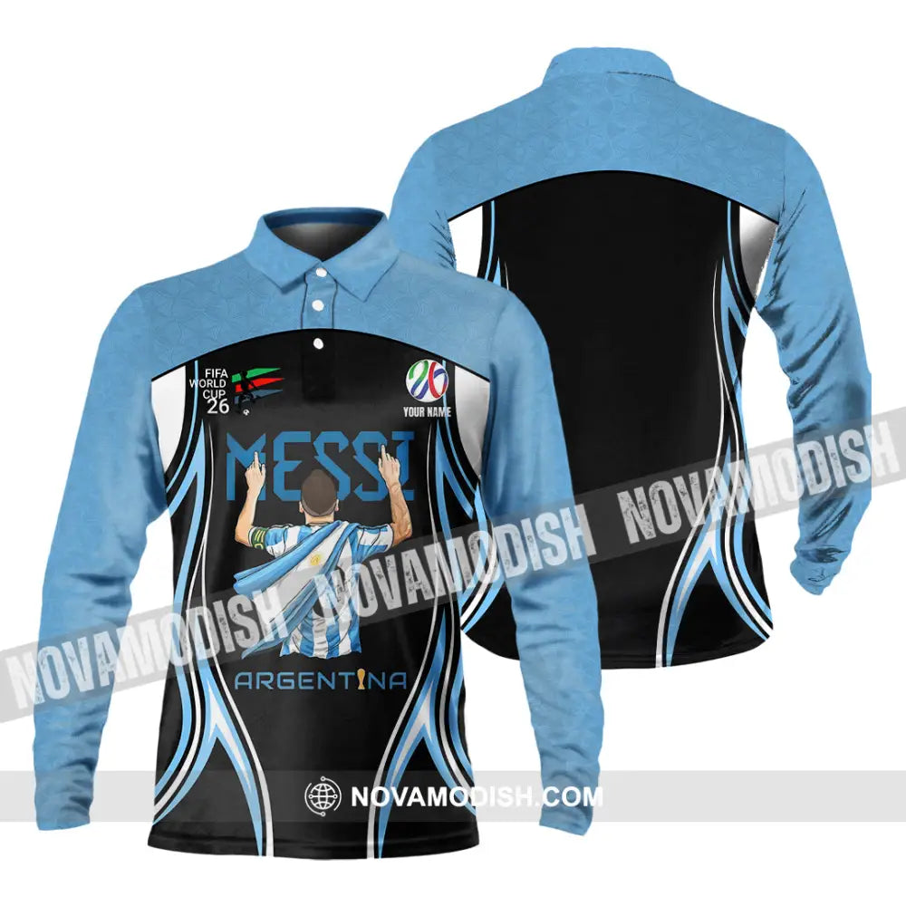 Unisex Shirt - Custom Argentina World Cup 2026 3D Shirt Long Sleeve Polo / S T-shirt