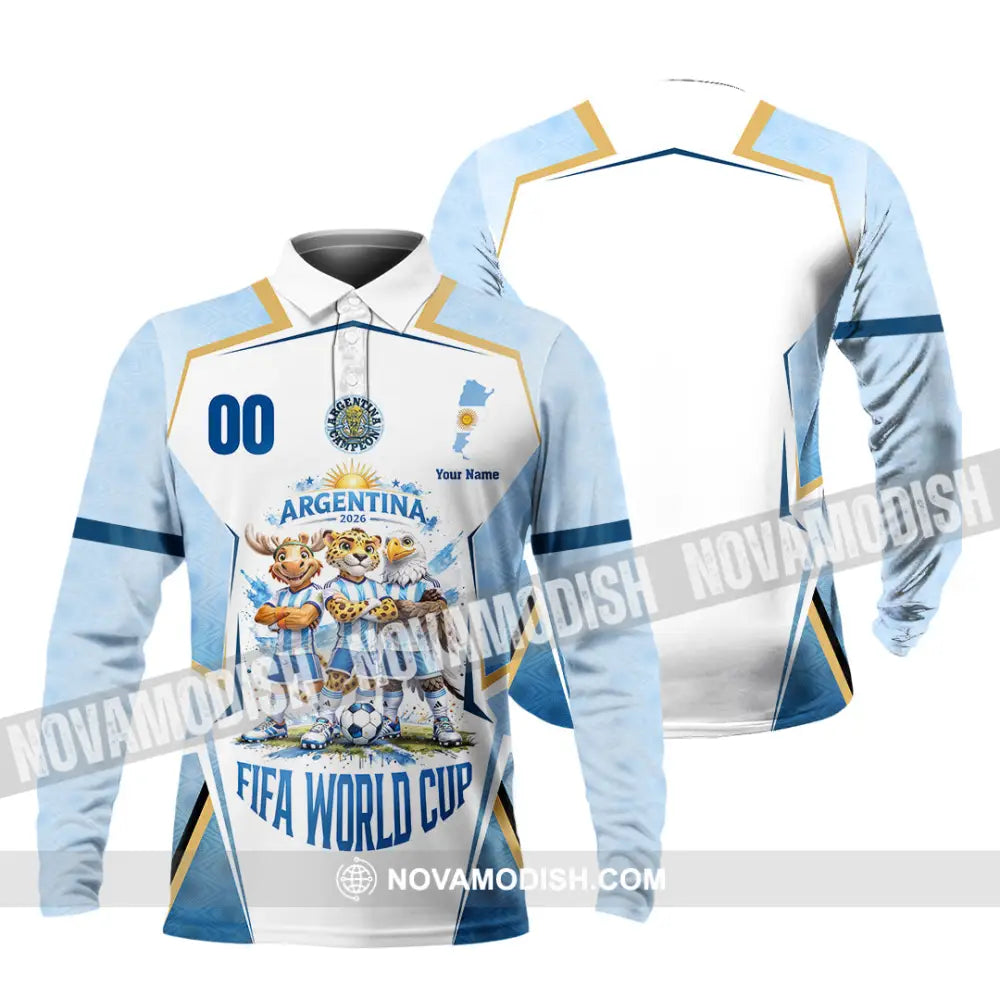 Unisex Shirt - Custom Argentina World Cup 2026 3D Shirt - Long Sleeve Polo / S - T-shirt