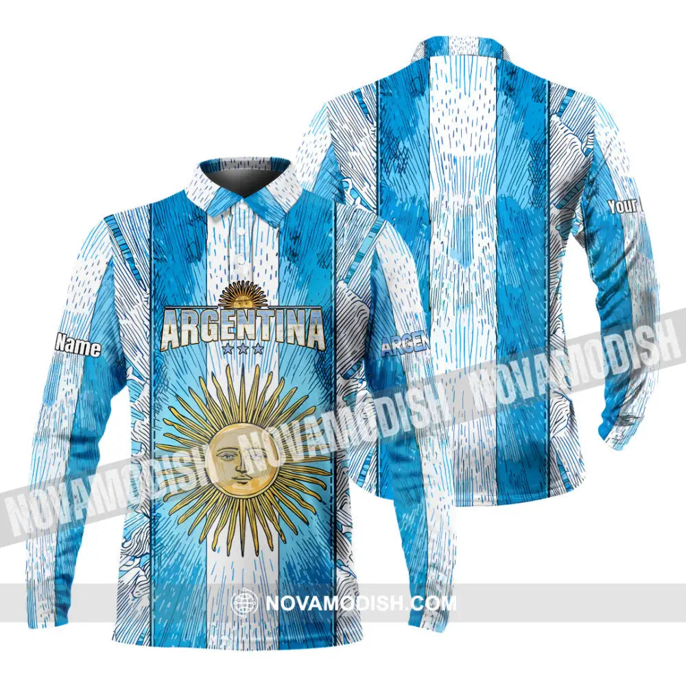 Unisex Shirt - Custom Argentina World Cup 2026 3D Shirt Long Sleeve Polo / S T-shirt