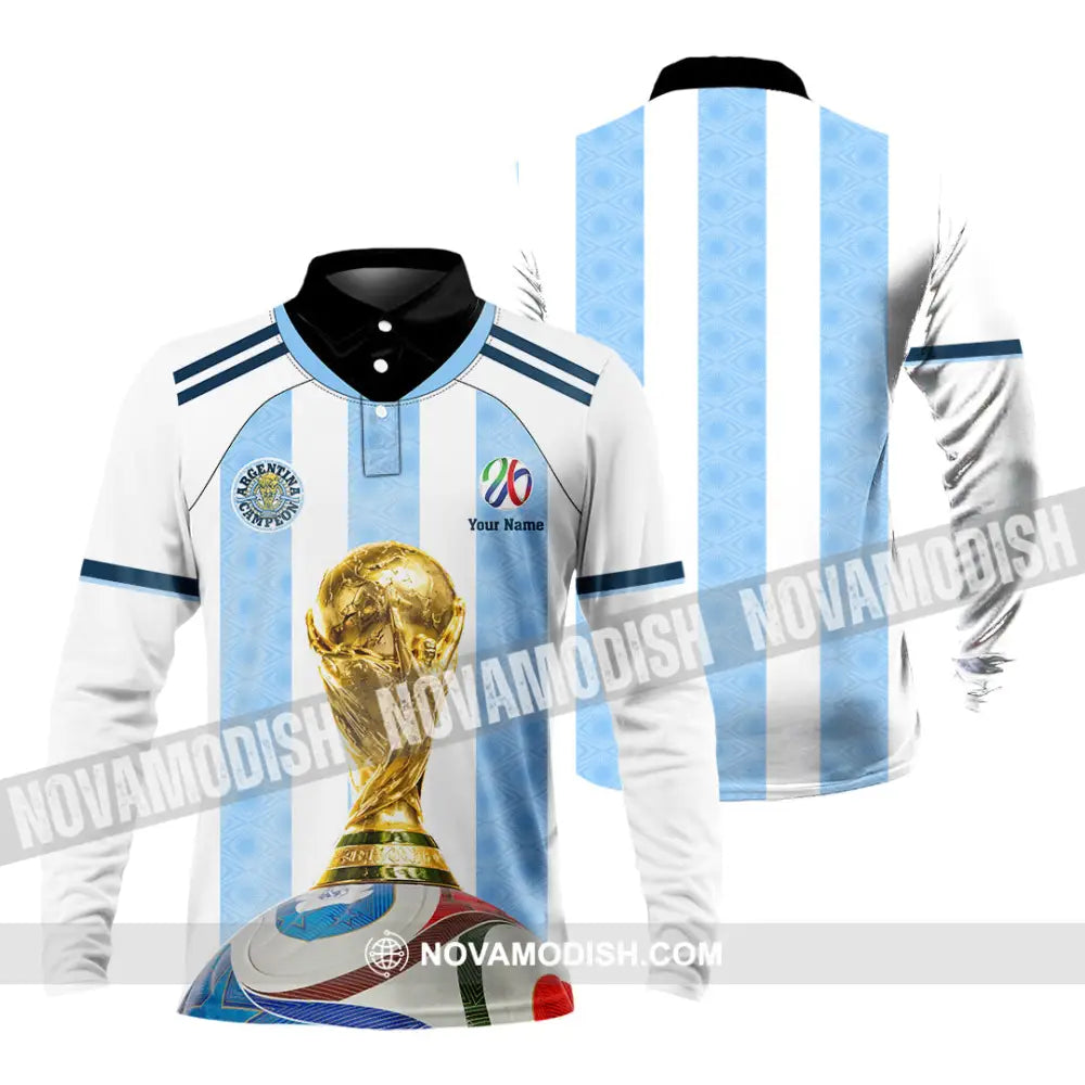 Unisex Shirt - Custom Argentina World Cup 2026 3D Shirt - Long Sleeve Polo / S - T-shirt