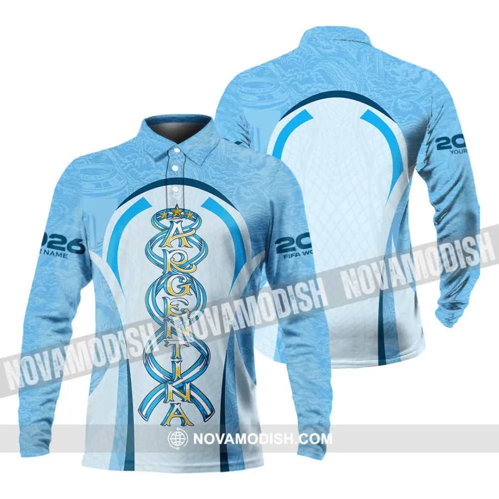 Unisex Shirt - Custom Argentina World Cup 2026 3D Shirt Long Sleeve Polo / S T-shirt