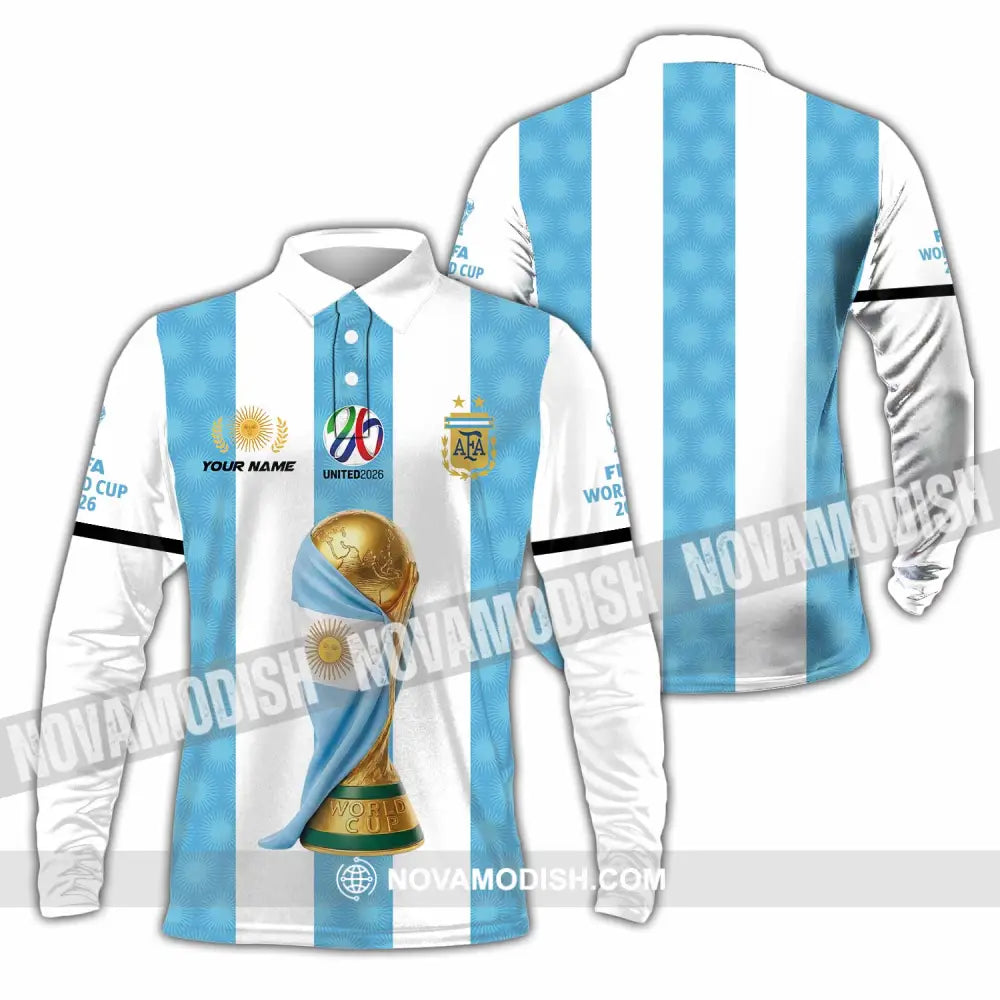 Unisex Shirt - Custom Argentina World Cup 2026 3D Shirt - Long Sleeve Polo / S - T-shirt