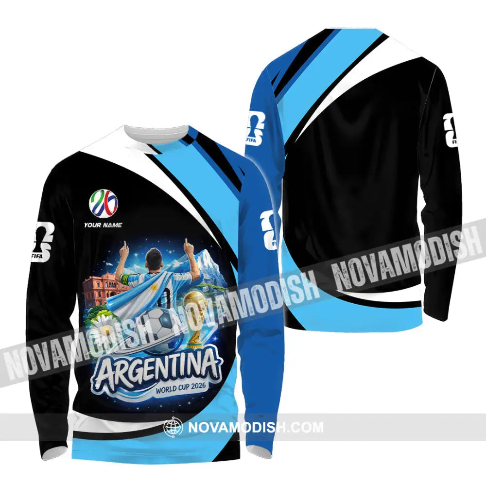 Unisex Shirt - Custom Argentina World Cup 2026 2026 3D Shirt - Long Sleeve Shirt / S - T-shirt