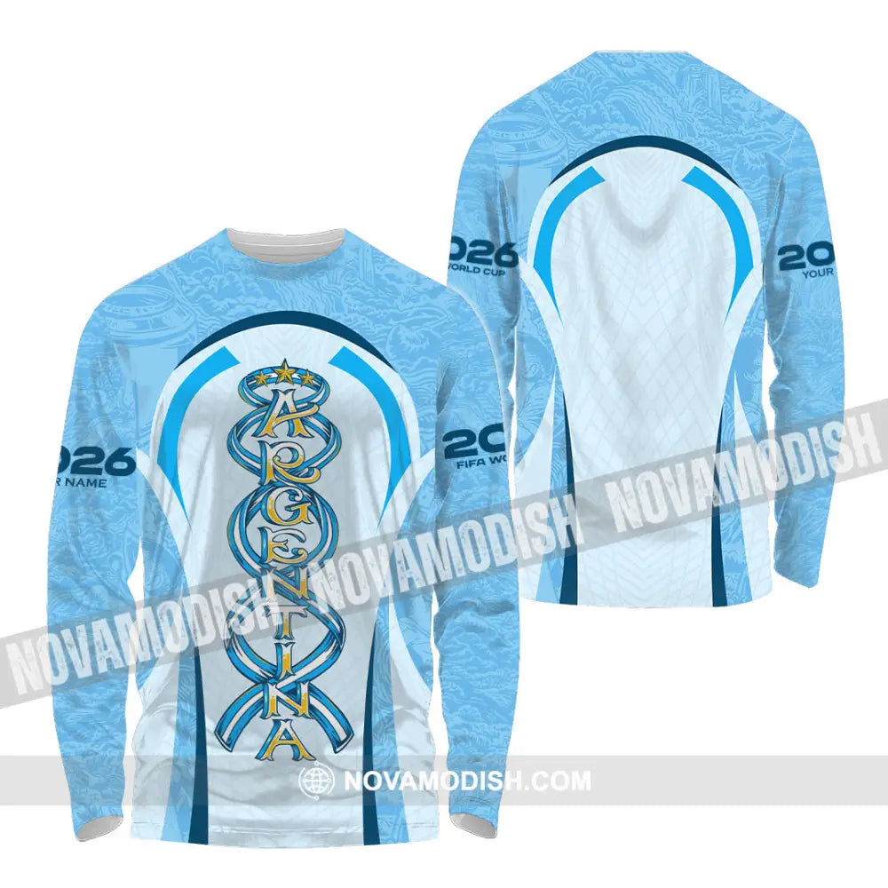 Unisex Shirt - Custom Argentina World Cup 2026 3D Shirt Long Sleeve Shirt / S T-shirt
